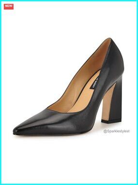 Nine West Tamant Pointed Toe Slip-On Block Heel Pump 3.54" Heel